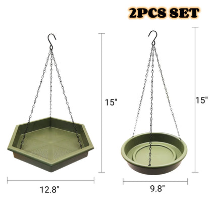 Hanging Bird Bath Feeder for Outdoors,Bird Feeder Hanging Bird Feeder Tray Charm to Your Garden 2 in 1