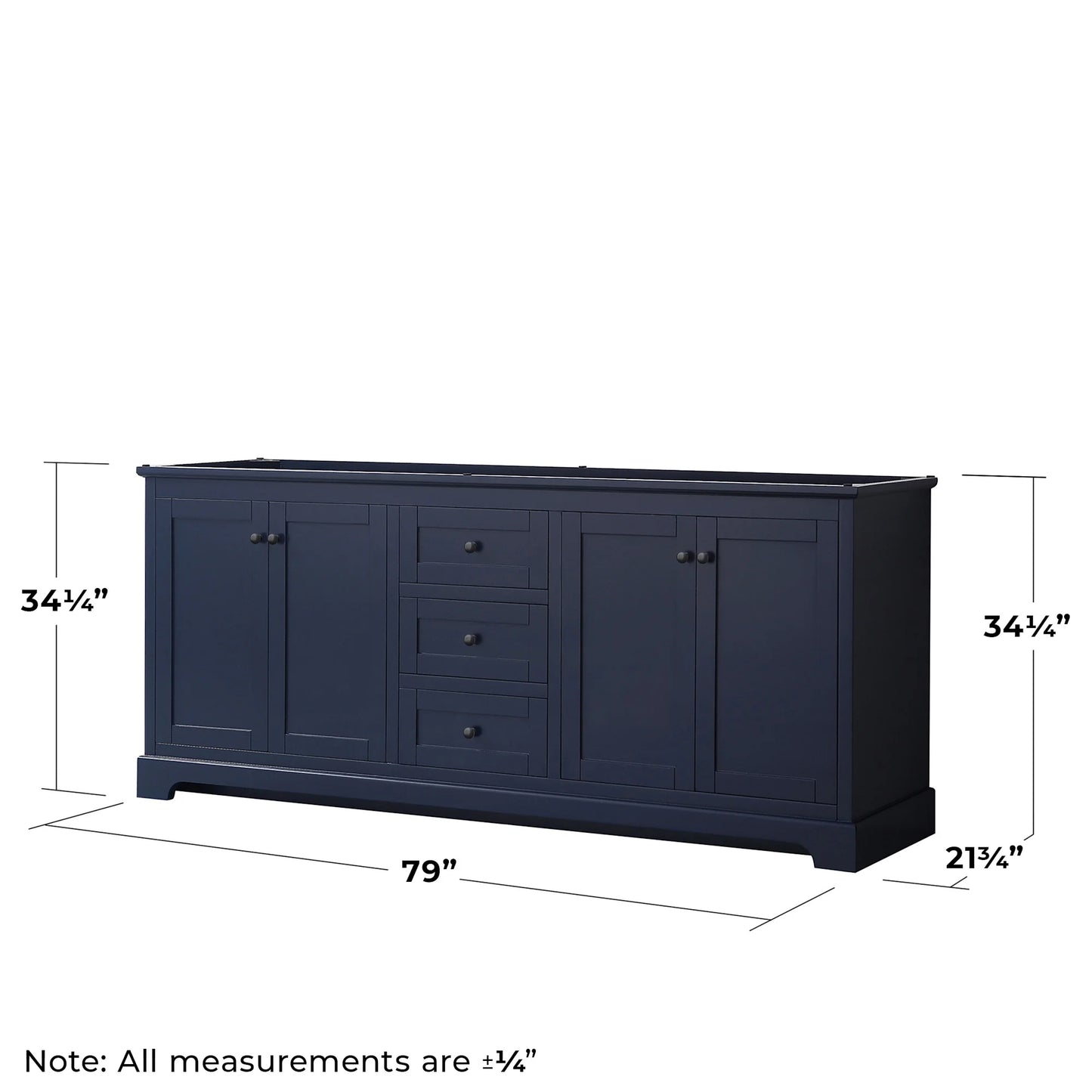 Wyndham Collection 80" Wood Double Bathroom Vanity without Mirror in Blue