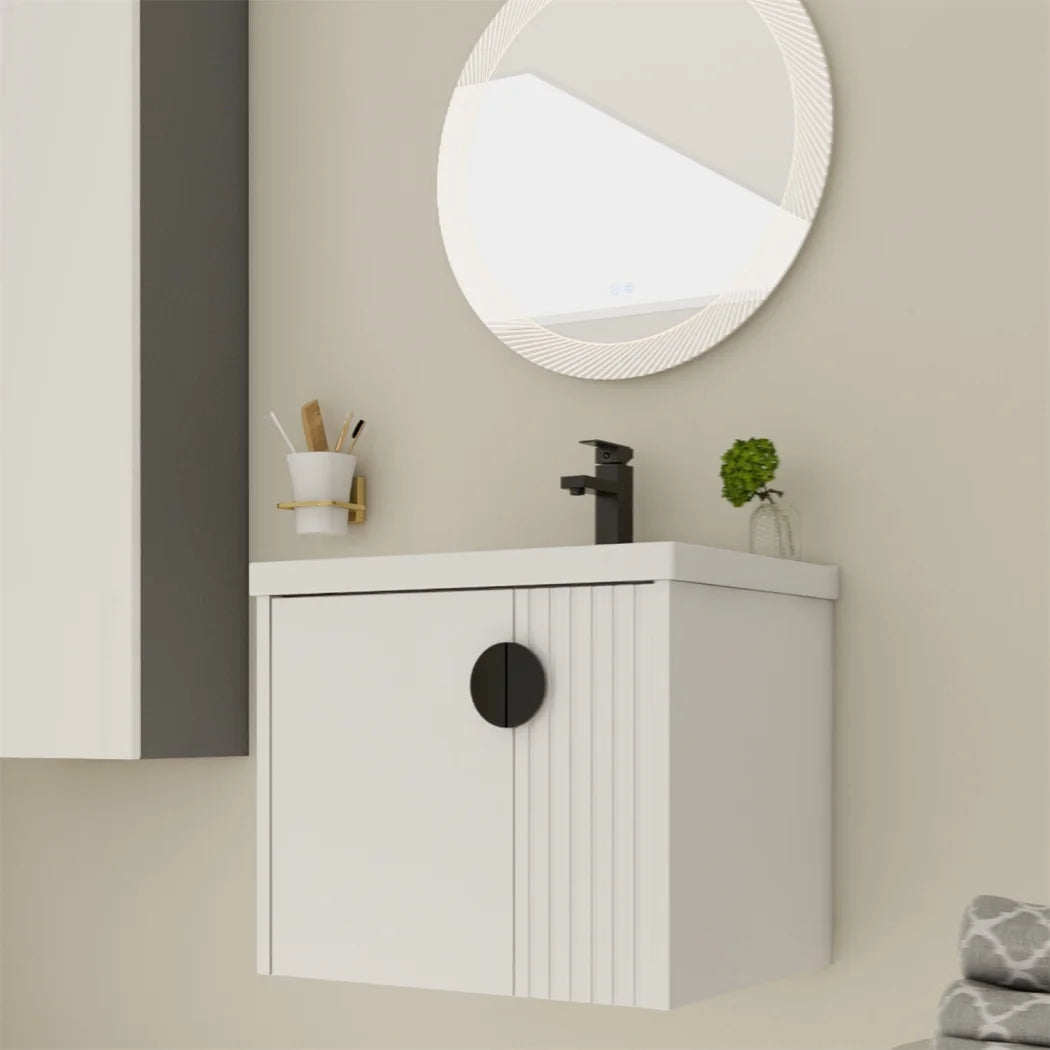 Bathroom Vanity with Dual-door Design, 24 Inch Bathroom Vanity Sink with Soft Close Door and Metal Handles, Bathroom Vanity with Sink for Small Bathroom Apartment, Black