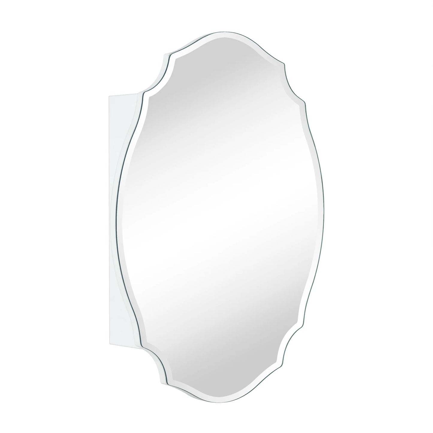 Frameless Irregular Medicine Cabinet with Beveled Mirror Bathroom Medicine Cabinet Mirror with Storage for Bathroom, 19'' H x 24'' W