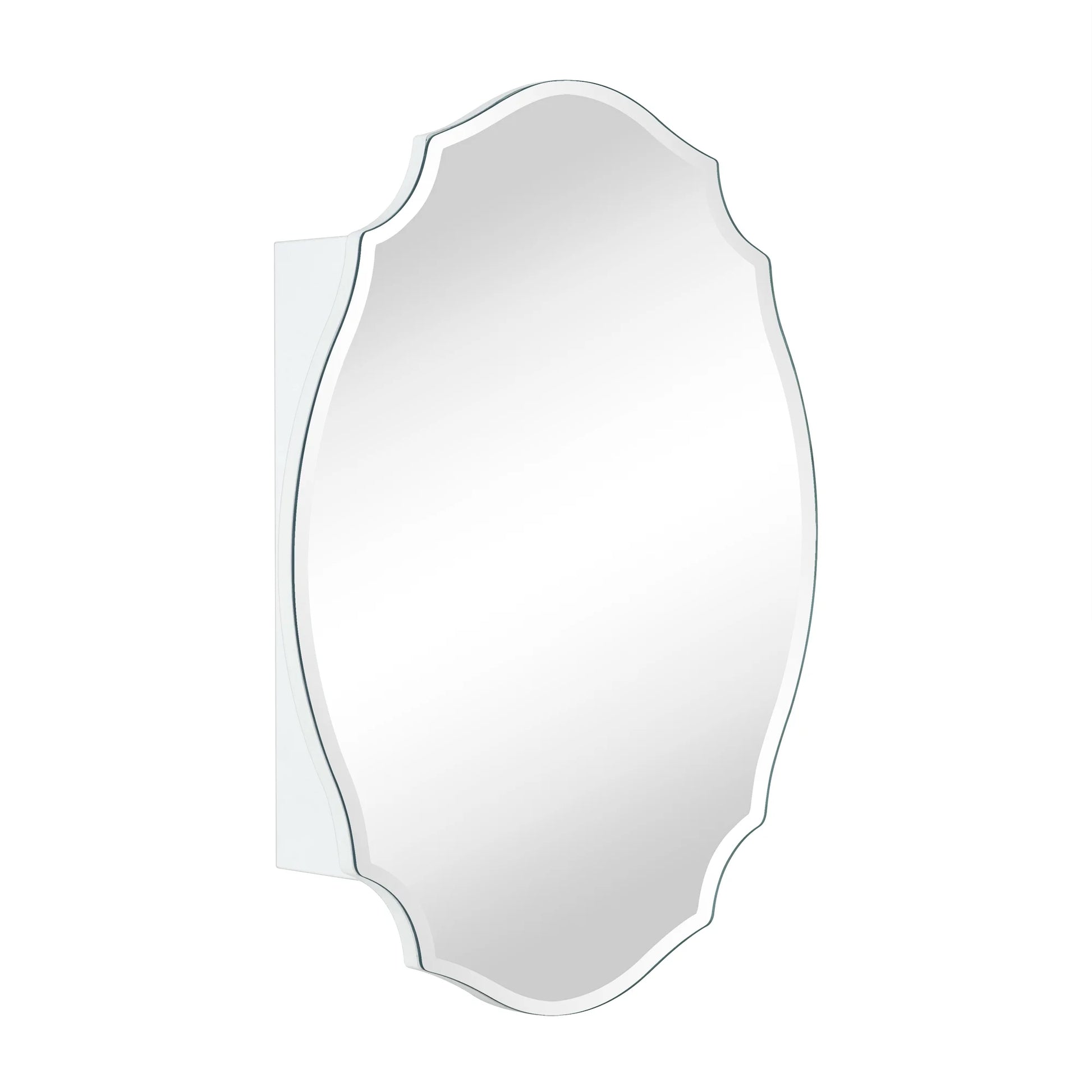 Frameless Irregular Medicine Cabinet with Beveled Mirror Bathroom Medicine Cabinet Mirror with Storage for Bathroom, 19'' H x 24'' W