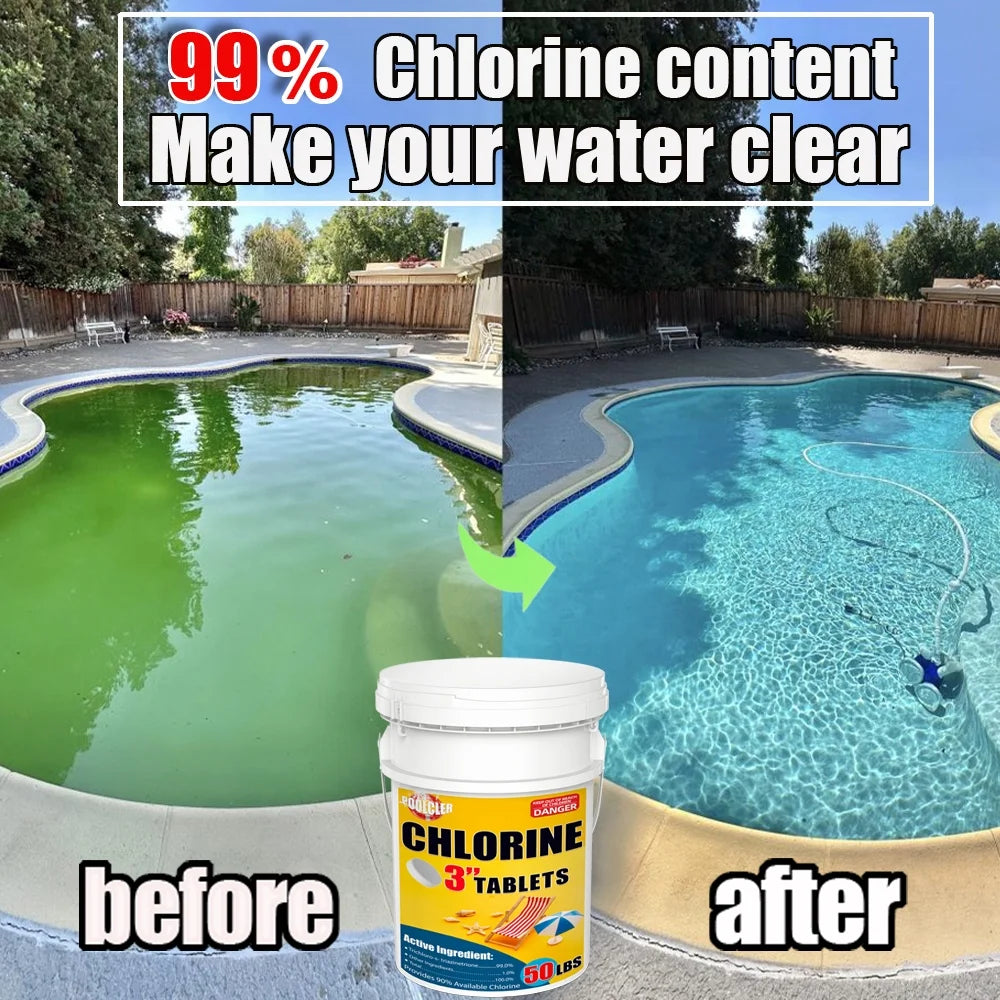 50 LBS Pool & Spa Chlorine Tablets Pool Supplies 50 Pounds 3 Inch Chlorine Stabilizer Hot Tubs Bathtub Chlorinating Tablets
