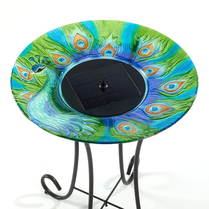 Smart Solar Argus Peacock Glass Solar Bird Bath Fountain
