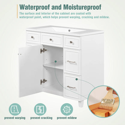 Harper & Bright Designs Bathroom Vanity Cabinet with Sink Combo Set 36", Contemporary Bathroom Shaker Cabinets and Vanities with Soft Closing Door and Drawer, White