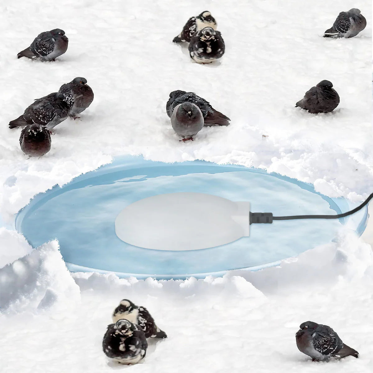 Winter Bird Bath Heater for Outdoor Safe Birdbaths Deicer with Thermostatically Controlled