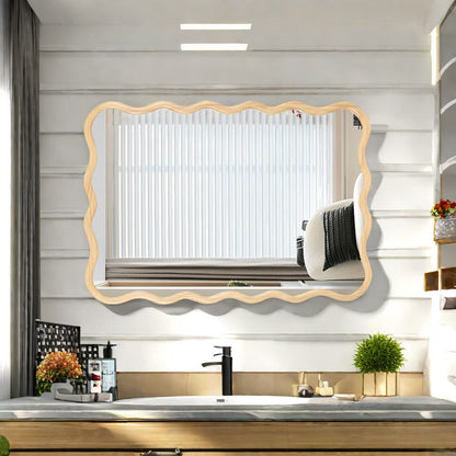 Large 40"x28" Solid Wood Rectangle Mirror in Antique Black - Modern Wall Decor for Home, Living Room, Bedroom, and Bathroom