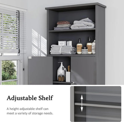 Sobaniilo Over The Toilet Storage Cabinet for Bathroom, Storage Organizer Over Toilet, Space Saver W/Adjustable Shelf & Open Storage Shelf, 75in, White