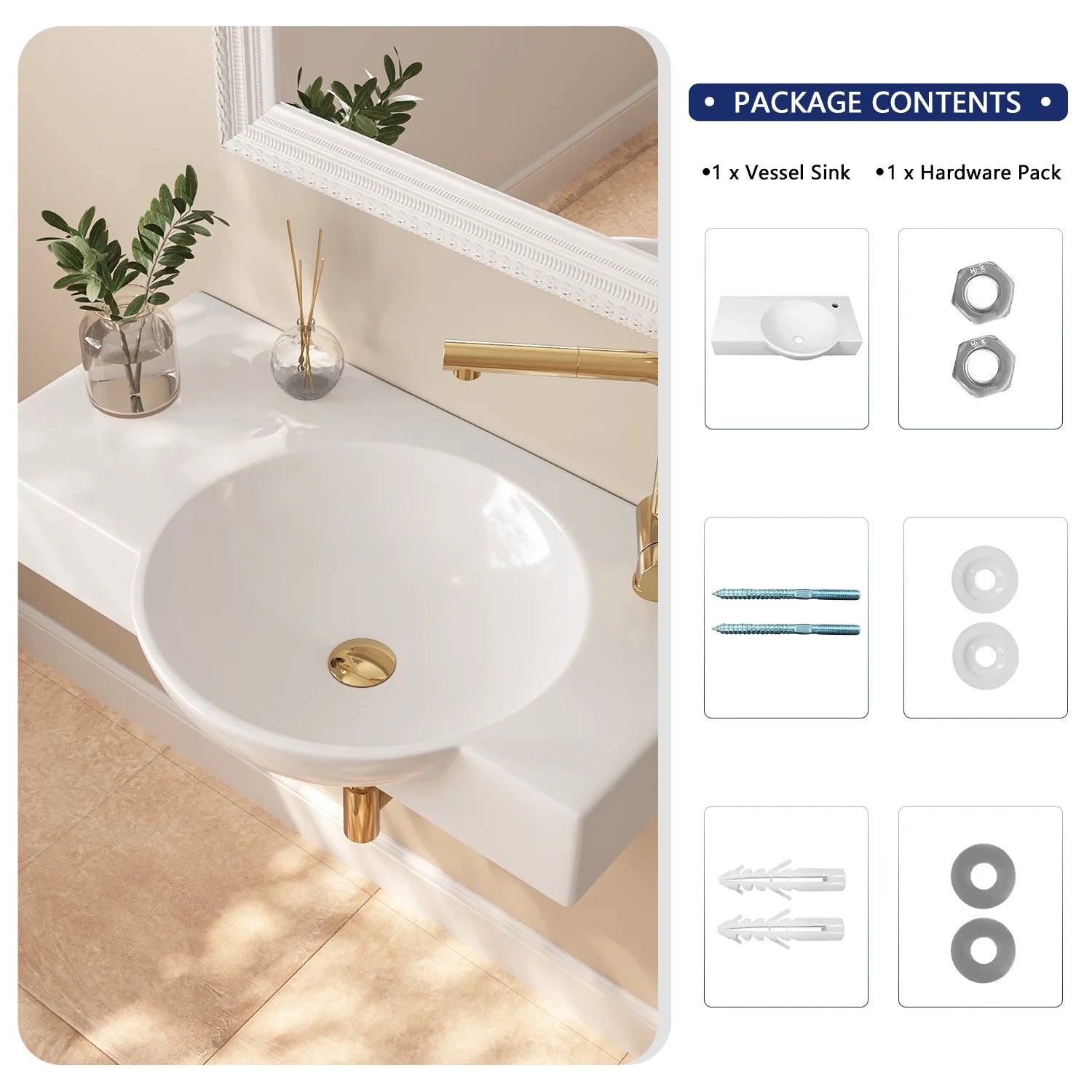 DeerValley DV-1WS0125 30" x 18" White Rectangular Vitreous China Wall Mount Bathroom Sink with Faucet Hole