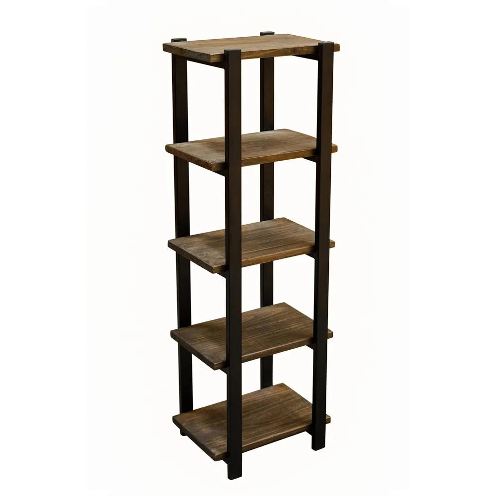 Pomona 48"H Metal and Solid Wood Bath Floor Storage Shelf