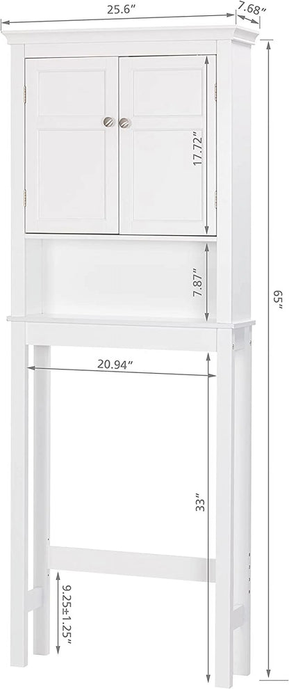 UTEX Bathroom Storage Over The Toilet, Bathroom Cabinet Organizer with Adjustable Shelves, Bathroom Space Saver for Bathroom, White