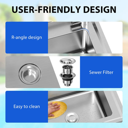 Garvee Utility Sink,39"x20"x37" Freestanding Single Bowl Kitchen Sink with Faucet & Drainboard,Stainless Steel Sink with Storage Shelves for Laundry Room Bathroom Farmhouse