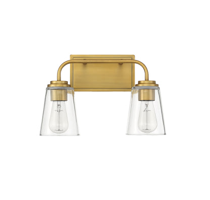 Trade Winds Lighting 2-Light Bathroom Vanity Light In Natural Brass