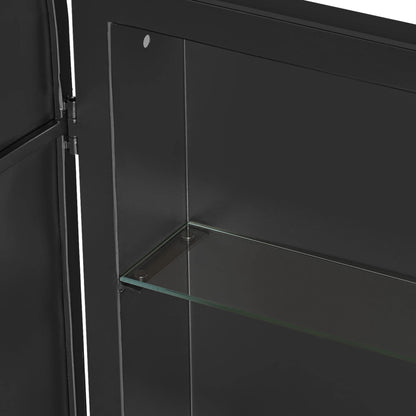 Soges Bathroom Medicine Cabinet with 3 Adjustable Storage Shelves, Wall Mounted Metal Frame, Recessed Mirror Cabinet Medicine Cabinet, Hexagonal Bathroom Mirror Cabinet, 24x34 Inches, Black