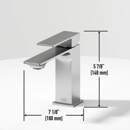 VIGO Dunn Single Handle Single-Hole Bathroom Faucet in Brushed Nickel