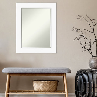 Amanti Art Beveled Bathroom Wall Mirror - Cabinet White Frame Outer Size: 23 x 29 in