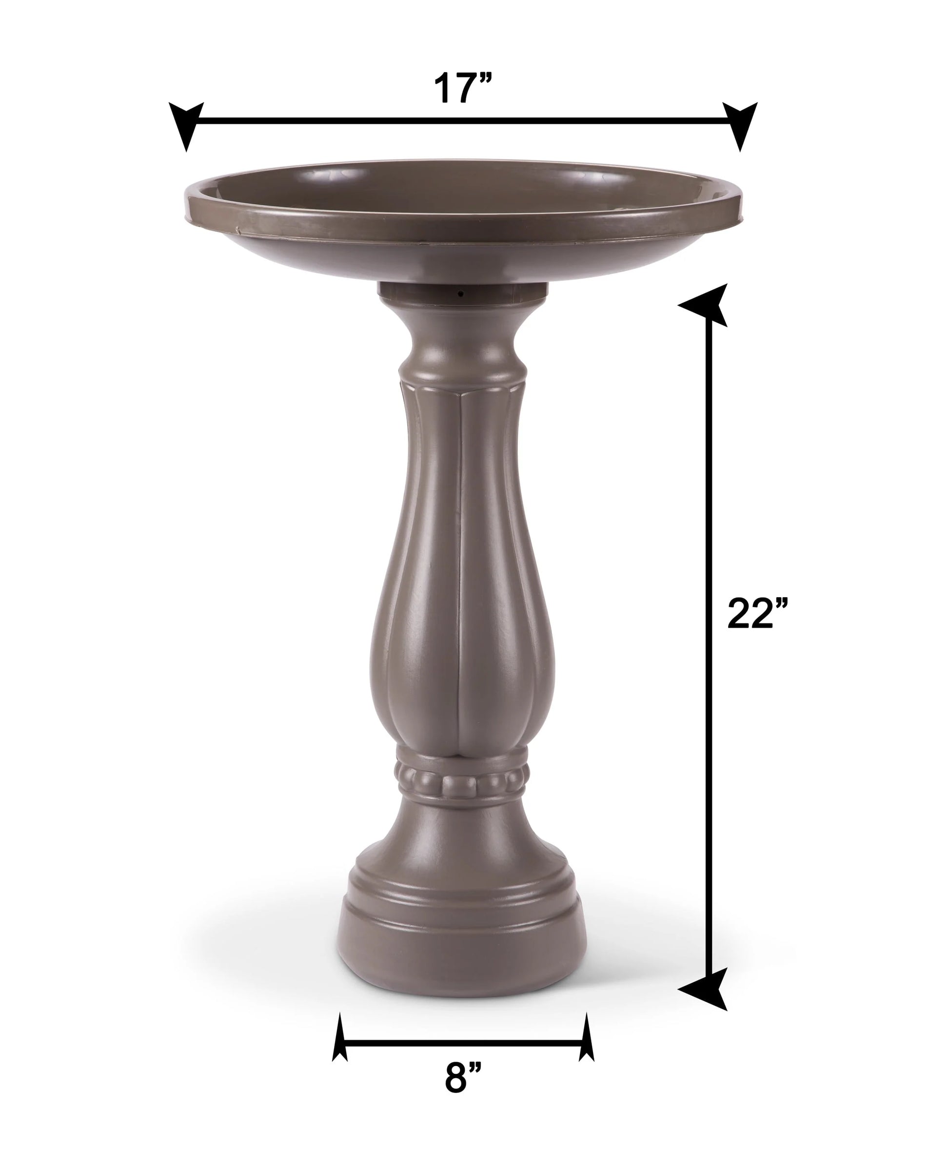 Bloem Promo Birdbath With Pedestal - Charcoal Gray - 17" Basin With 2" Depth, 25" Fillable Pedestal