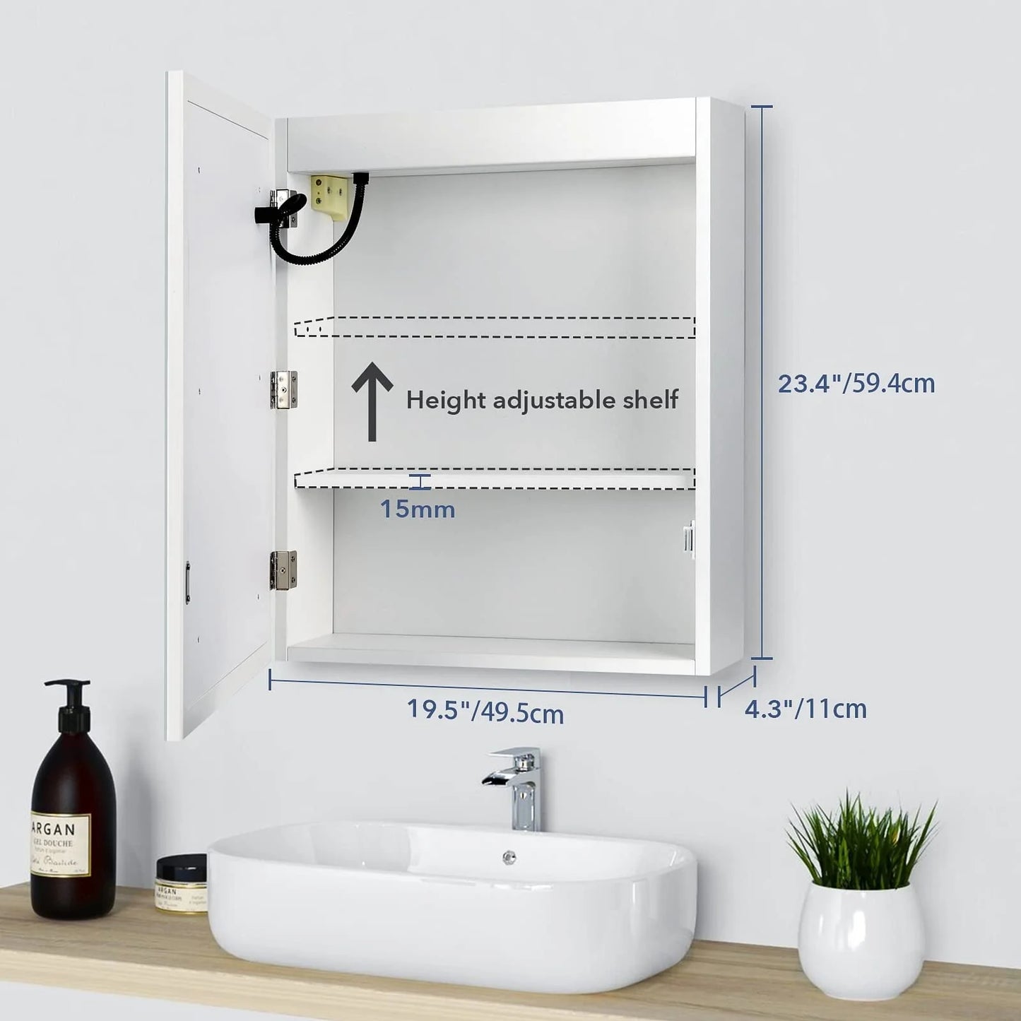 RichYa Bathroom Cabinet Wall Mounted Mirror Medicine Cabinet with LED Lights Adjustable Shelf, Defogger, Memory 3-Color Mode, Dimmer, Anti-Fog