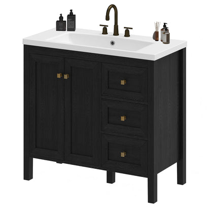 Dextrus 36'' Modern Bathroom Vanity with Sink Combo, Freestanding Bathroom Storage Cabinet with Drawers & Doors, Black