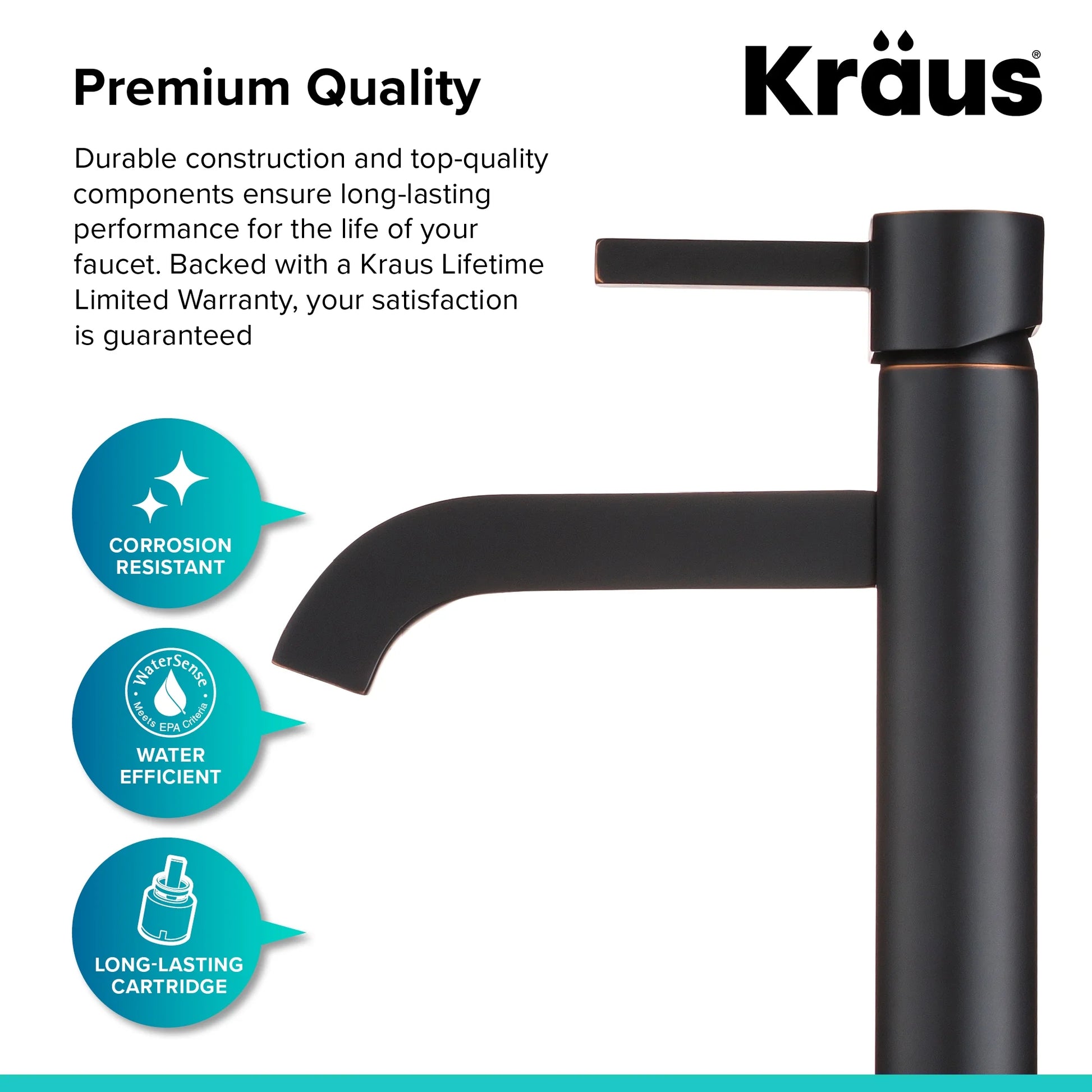 KRAUS Ramus Tall Vessel Bathroom Faucet, Oil Rubbed Bronze Finish