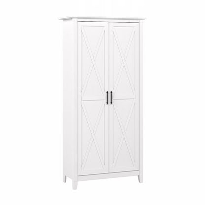 Bush Furniture Key West Tall Bathroom Storage Cabinet with Doors, Bing Cherry