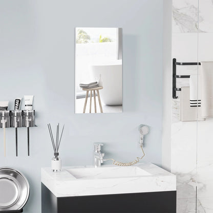 Kleankin Recessed Medicine Cabinet with Mirror,Bathroom Mirror Cabinet Wall Mounted with Single Door and Storage Shelves,White,White Stainless Steel Bath Faucets Bathroom Storage