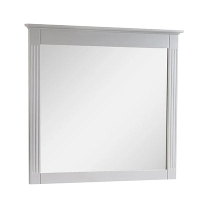 Forclover 38" x 33" Rectangle Wall-Mounted Wooden Framed Vanity Mirror, Makeup Bathroom Wall Mirror for Bathroom Living Room Entryway, White