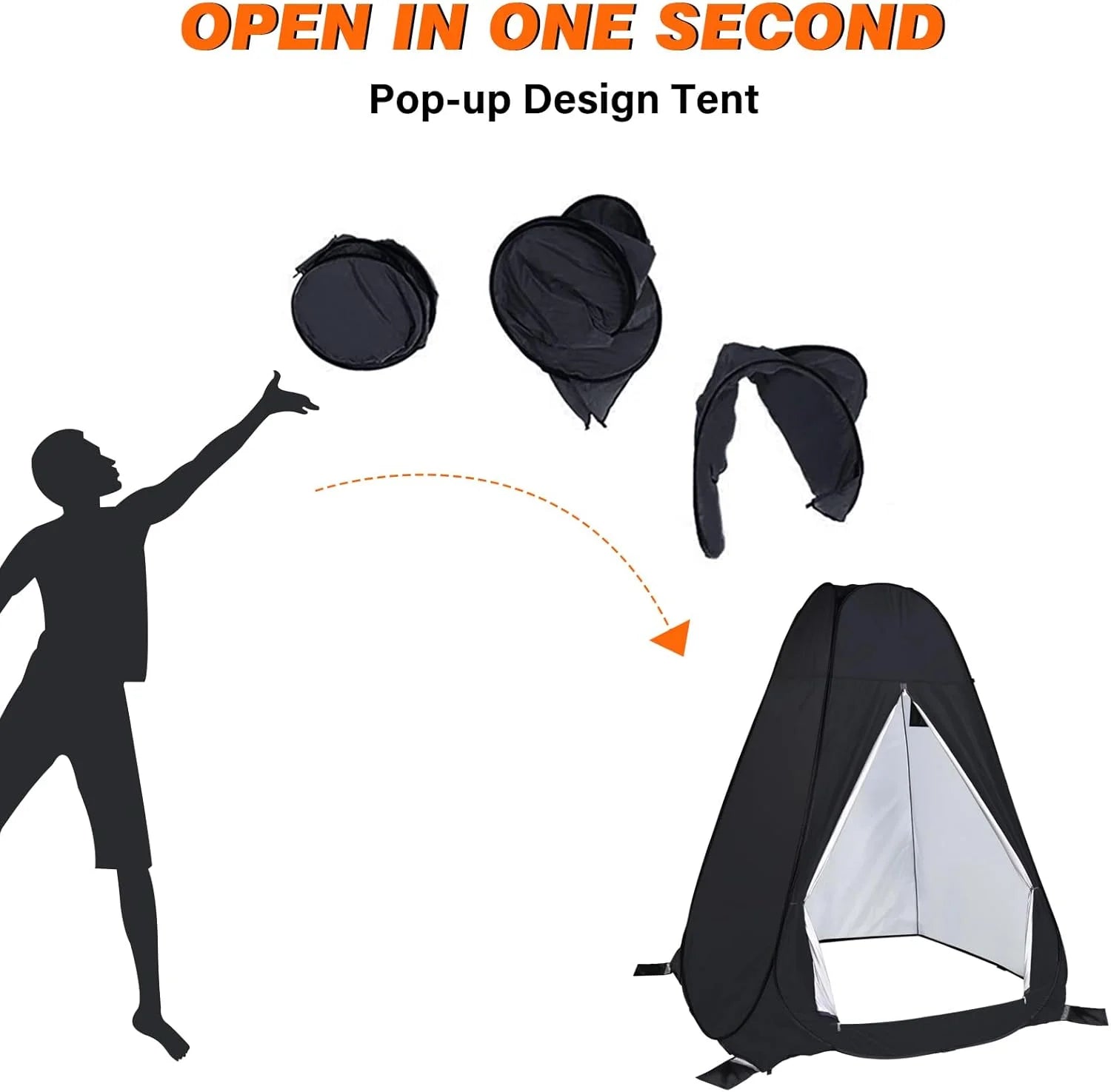 Shower Privacy Tent, 7FT Extra Large Pop Up Toilet Tent, Portable Outdoor Bathroom Shower Enclosure, Privacy Shelter for Changing Camping Hiking Beach Dressing, Fishing, UPF50+