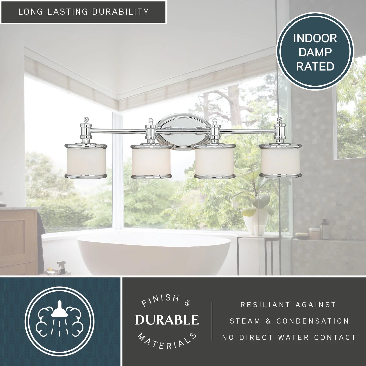 Carlisle 4 Light Chrome Bathroom Vanity Fixture