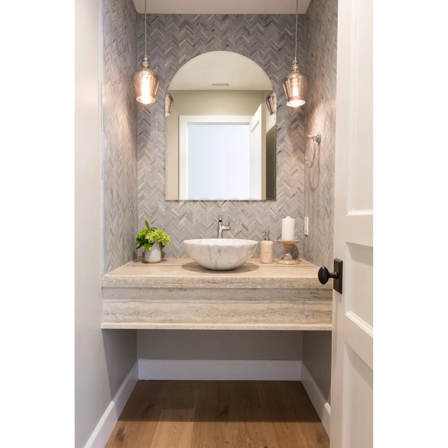 Decor Wonderland Rita Arch Modern Frameless Bathroom Vanity Mirror 39.5" W x 31.5" T