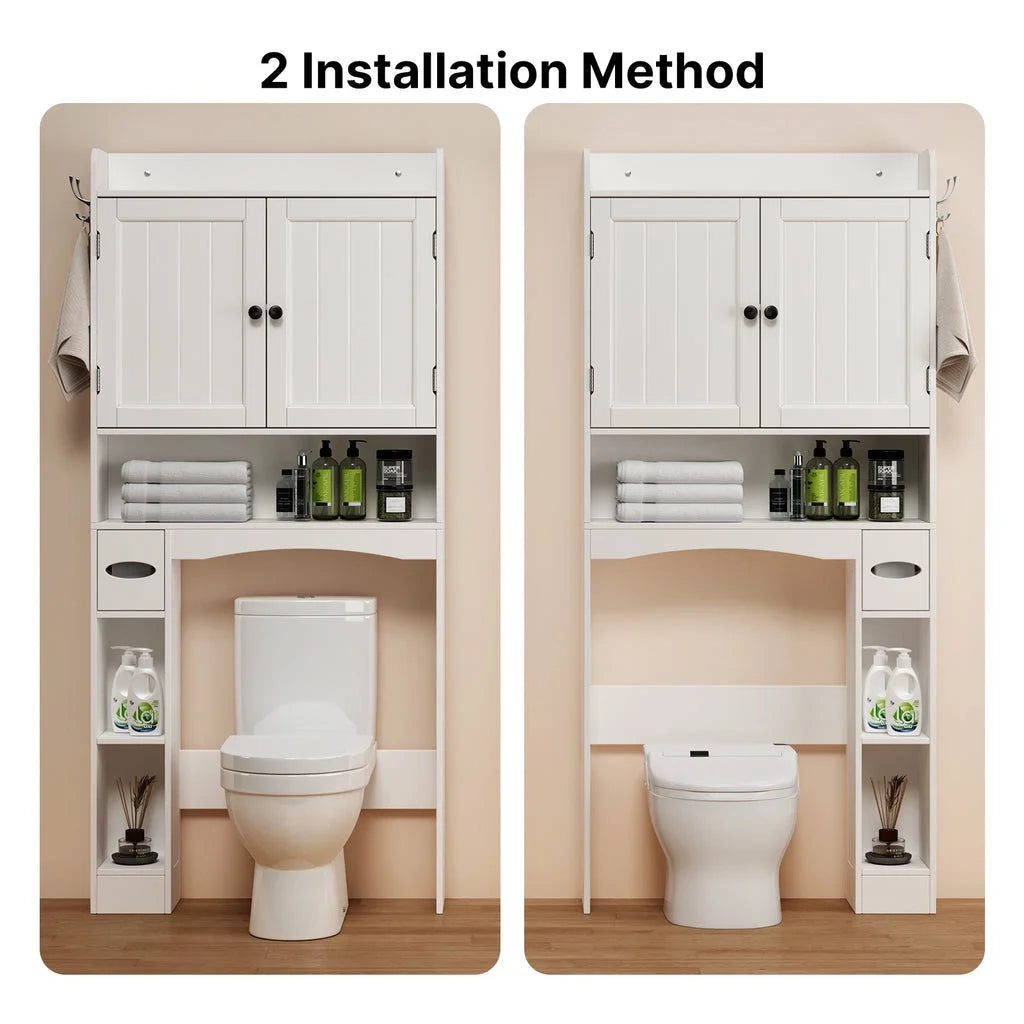 Aiho Over The Toilet Storage Cabinet, Bathroom Shelf Over Toilet, Bathroom Storage Cabinet Organizer - White