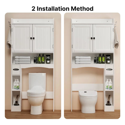 Aiho Over The Toilet Storage Cabinet, Bathroom Shelf Over Toilet, Bathroom Storage Cabinet Organizer - White