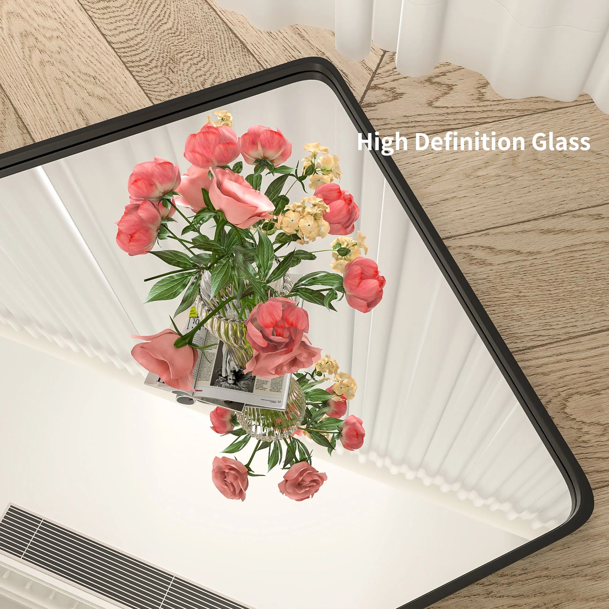 Noir Black Framed Vanity Mirror, Anti-Fog, Front & Backlit, Dimmable, Horizontal/Vertical Mount, Modern Bathroom Decor