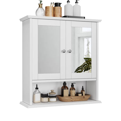 Algherohein Bathroom Cabinet Storage with Mirror,Medicine Cabinet over The Toilet Shelf,White