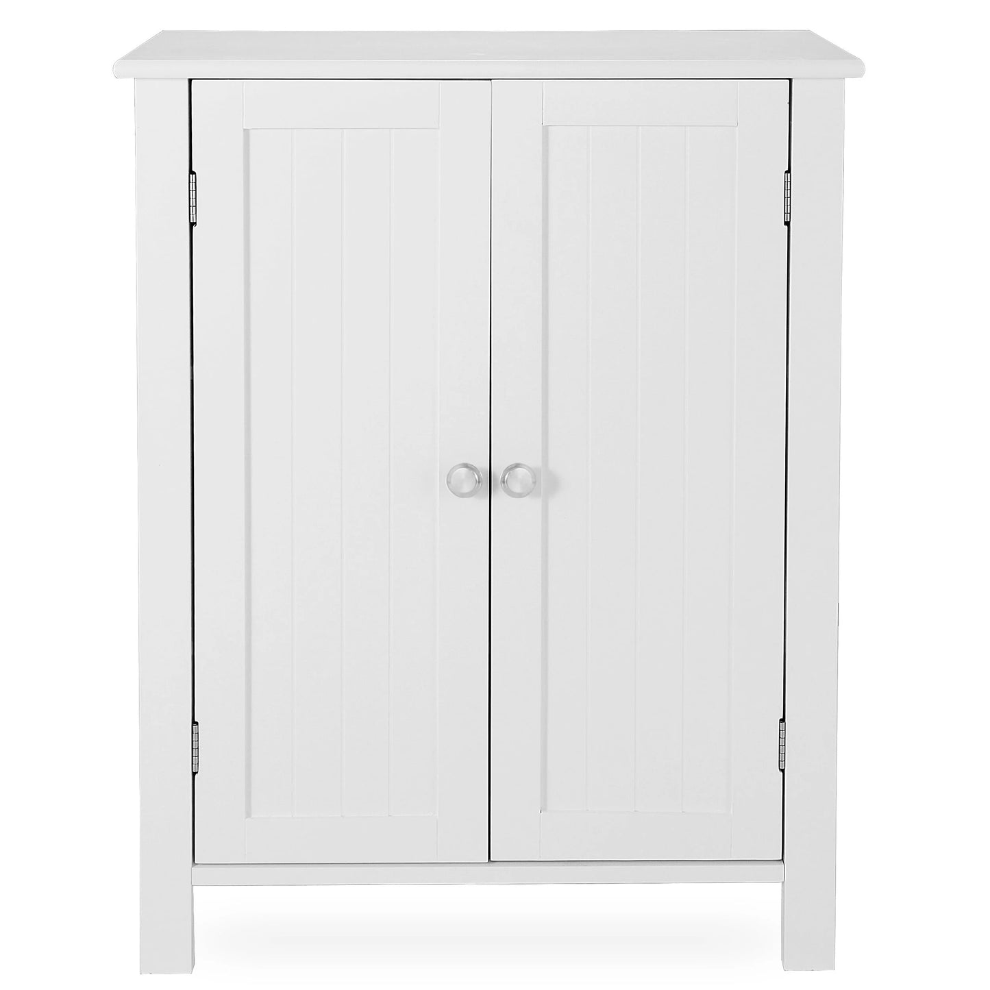 HomGarden 2-Door Bathroom Floor Storage Cabinet Side Cupboard W/ Adjustable Shelves, 11.8'' W, White