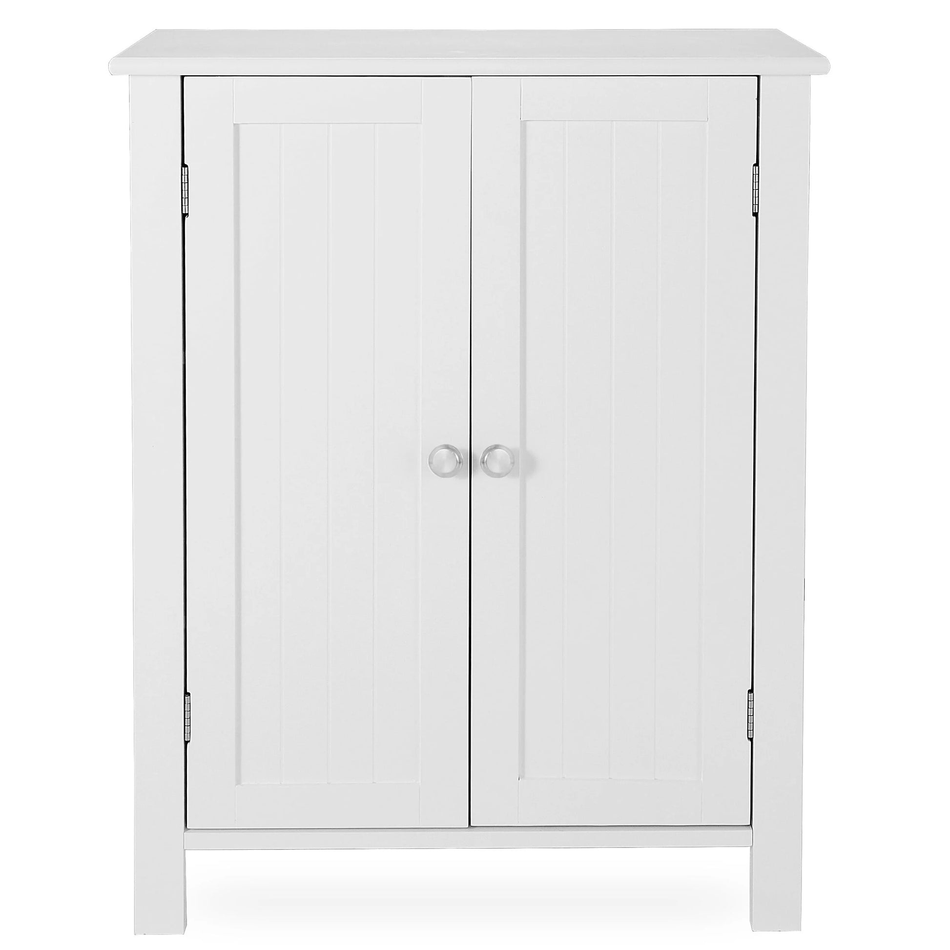 HomGarden 2-Door Bathroom Floor Storage Cabinet Side Cupboard W/ Adjustable Shelves, 11.8'' W, White