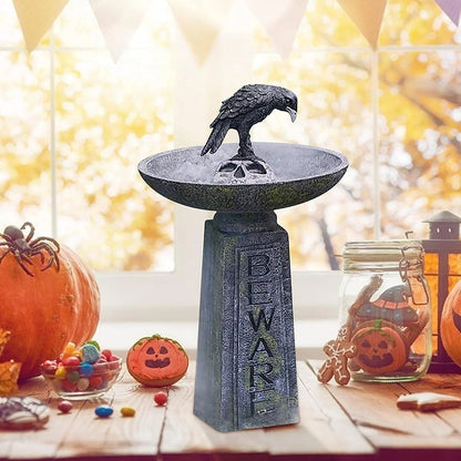 Huntermoon Garden Statue Sculpture Multi-Purpose Crows Black Halloween Home Decor Polyresin Bird Bath