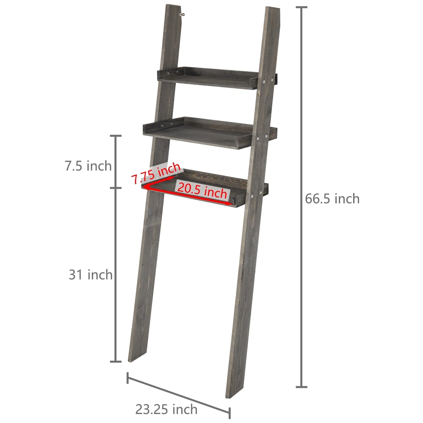 MyGift Wood Over-The-Toilet Leaning Bathroom Ladder Shelf, Gray 3-Tier