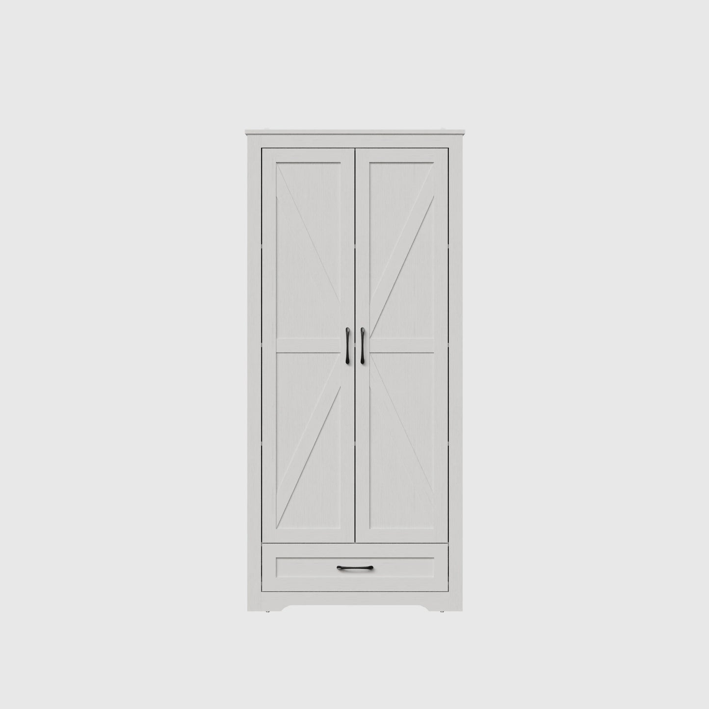 YouTrend 69" Tall Kitchen Pantry,Farmhouse Storage Cabinet with 2 Barn Doors 4 Adjustable Shelves and Large Drawer for Dining Room,Living Room,Bathroom,White