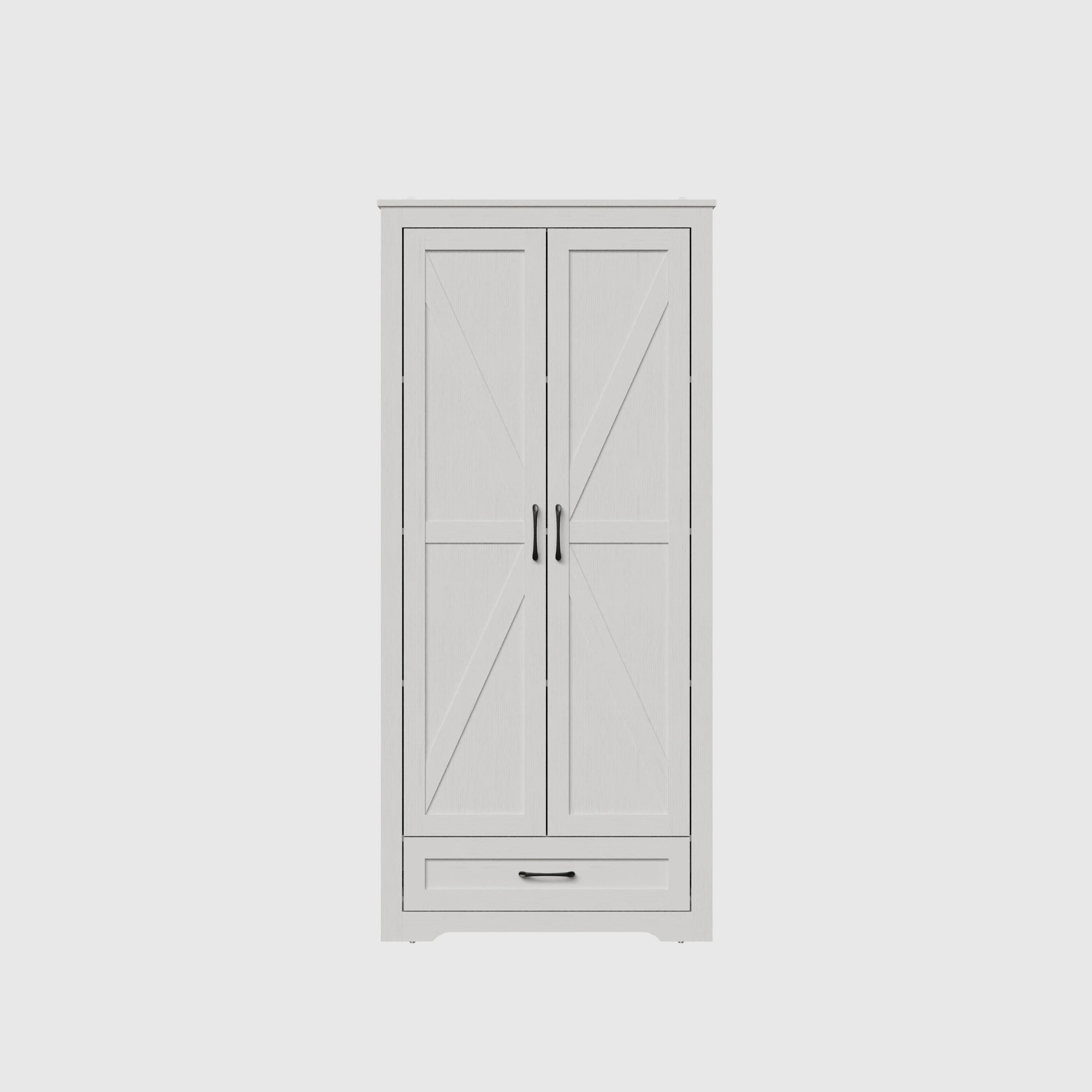 YouTrend 69" Tall Kitchen Pantry,Farmhouse Storage Cabinet with 2 Barn Doors 4 Adjustable Shelves and Large Drawer for Dining Room,Living Room,Bathroom,White
