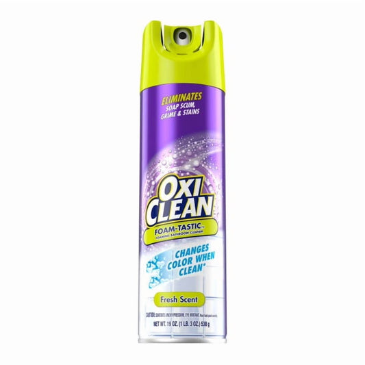 OxiClean Foam-Tastic Foaming Bathroom Cleaner, Fresh Scent, 19 oz Spray Can, Eliminates Soap Scum, Grime and Stains (Pack of 16)