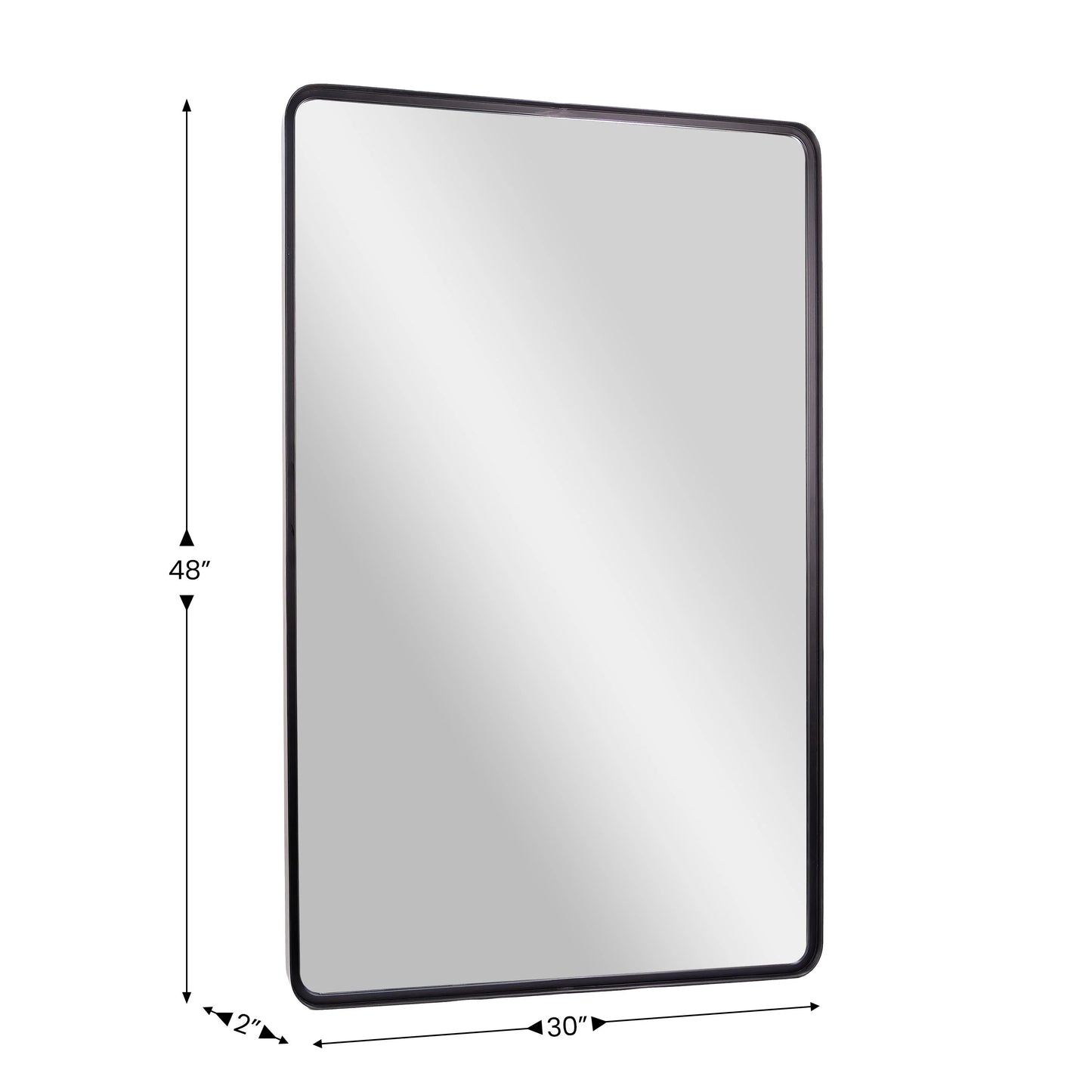 Emma + Oliver 48" x 30" Rectangular Wall Mirror with Black Frame and Silver Backed Glass for Clarity for Entryways, Bathrooms & More