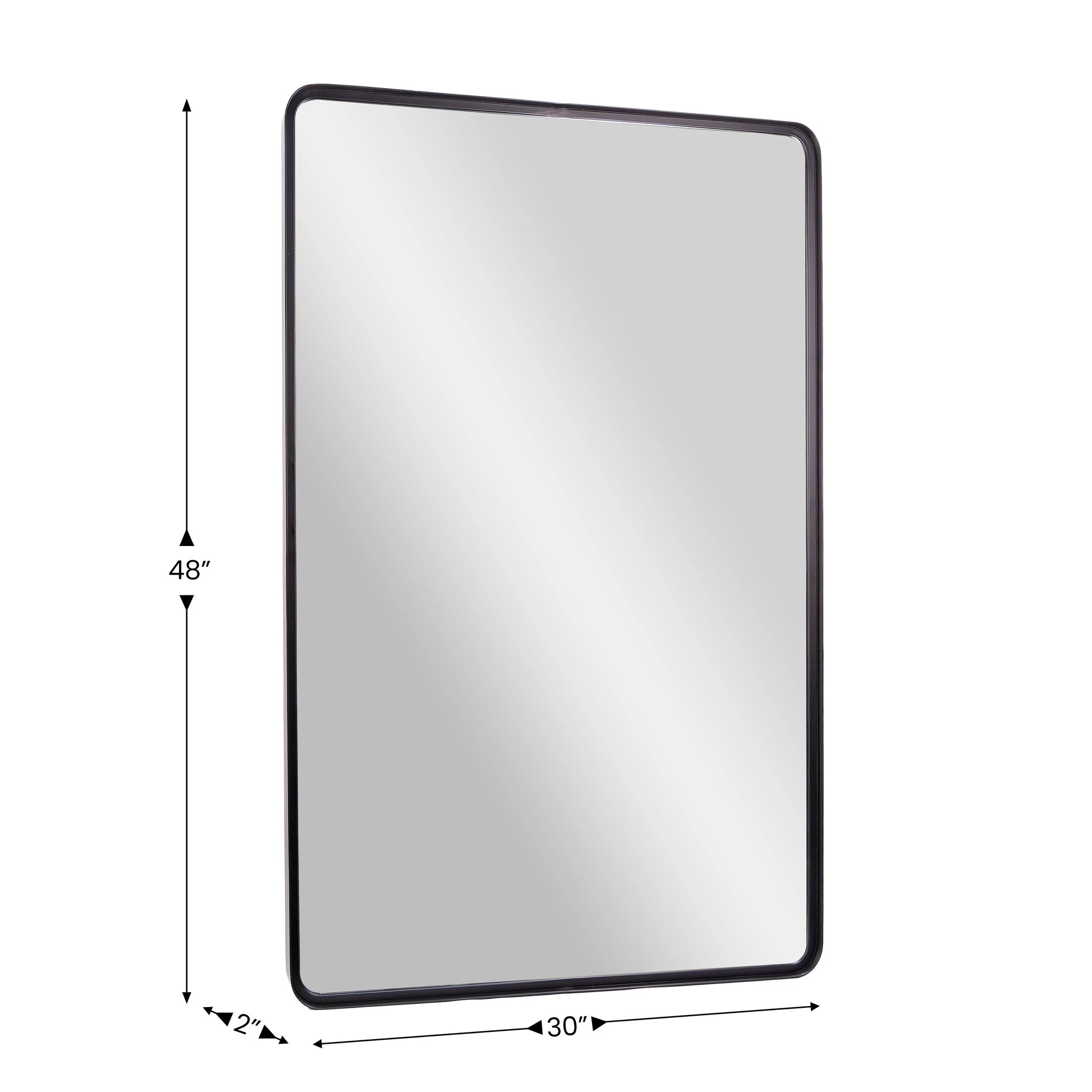 Emma + Oliver 48" x 30" Rectangular Wall Mirror with Black Frame and Silver Backed Glass for Clarity for Entryways, Bathrooms & More