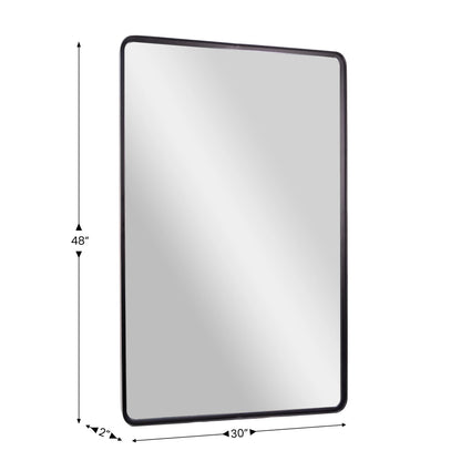 Emma + Oliver 48" x 30" Rectangular Wall Mirror with Black Frame and Silver Backed Glass for Clarity for Entryways, Bathrooms & More