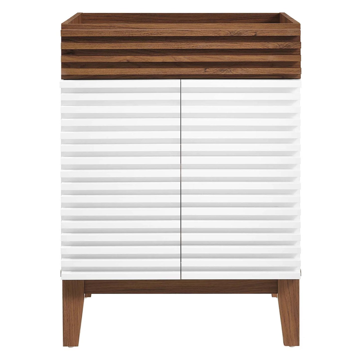 Modway Render Bathroom Vanity Cabinet (Sink Basin Not Included) in White Walnut
