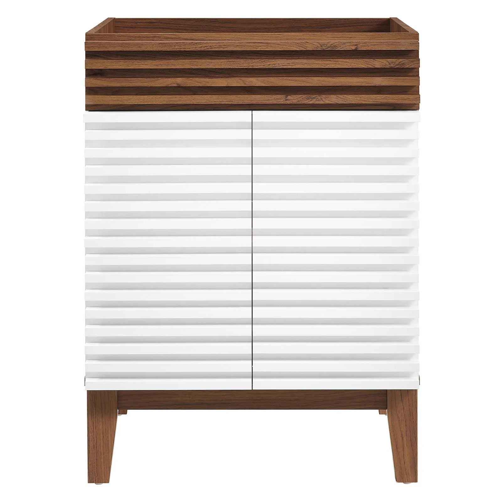 Modway Render Bathroom Vanity Cabinet (Sink Basin Not Included) in White Walnut