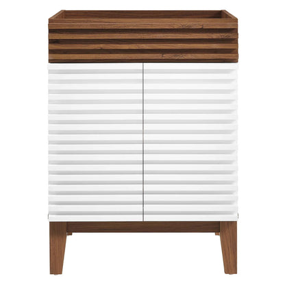 Modway Render Bathroom Vanity Cabinet (Sink Basin Not Included) in White Walnut