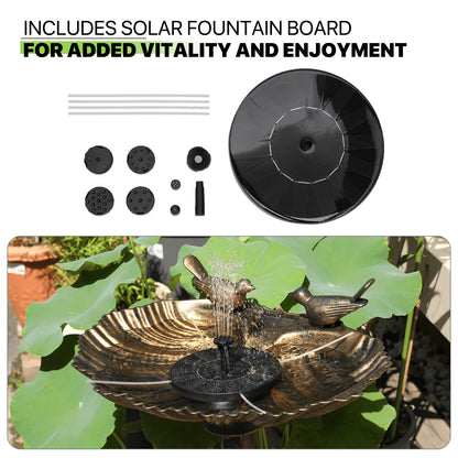 Magshion 28" Outdoor Garden Pedestal Bird Bath with Solar Pumb, for Patio Backyard Décor, Bronze