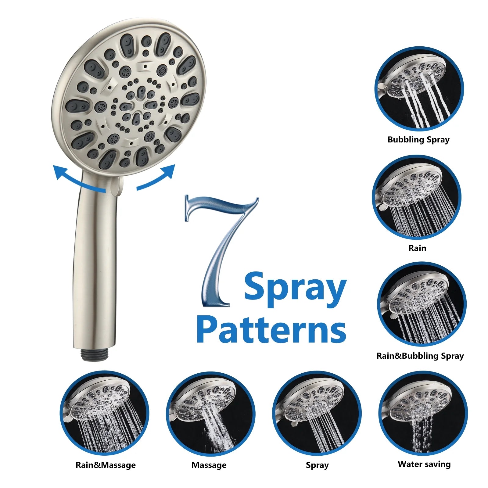 Proox 5 inch High Pressure Dual 2 in 1 Rain Showering Faucet Handheld Combo Set with Bathtub Spout