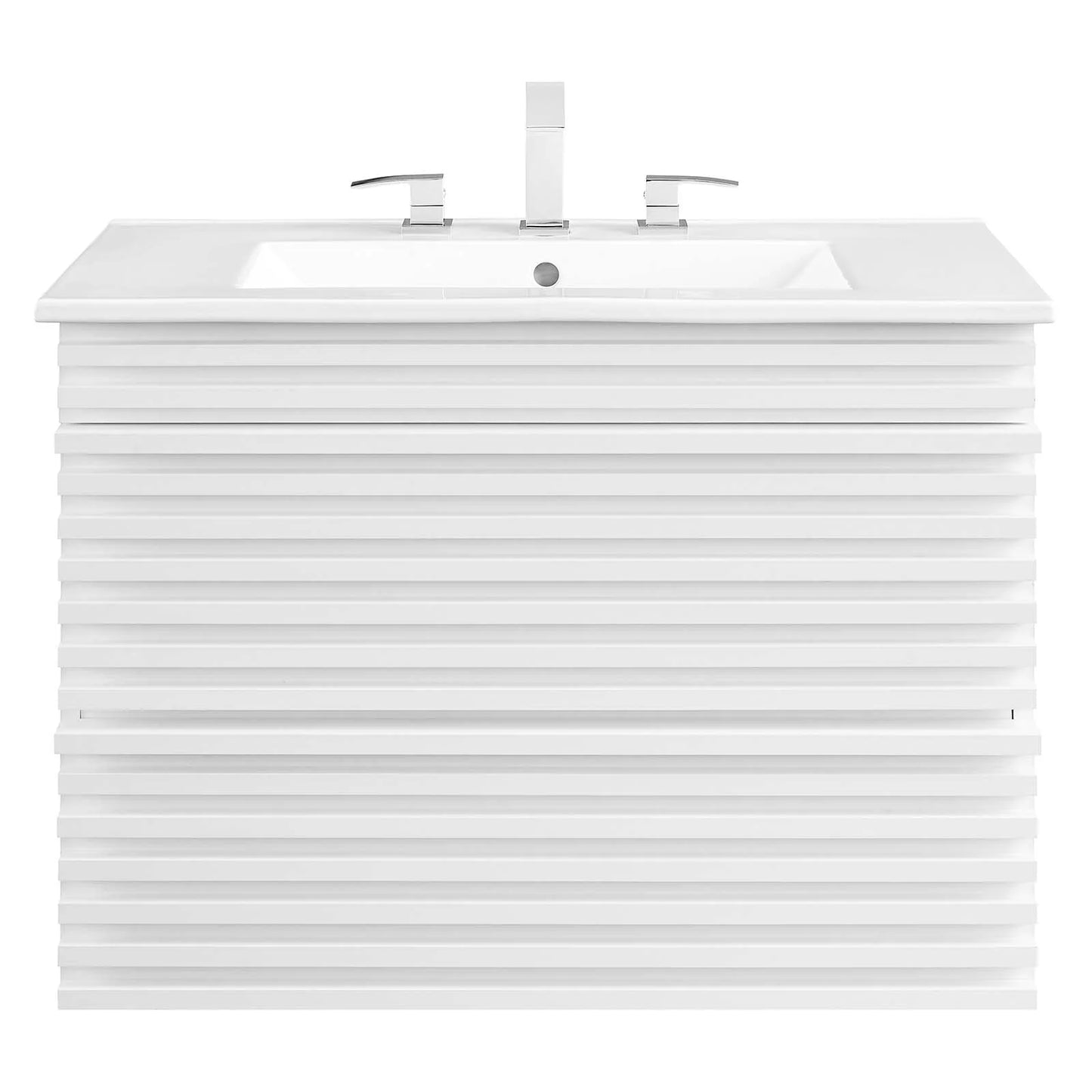 Modway Render 30" Wall-Mount Bathroom Vanity in White White