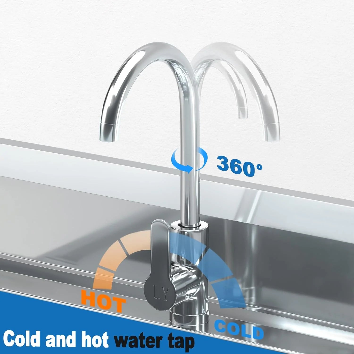 20" Stainless Steel Freestanding Utility Sink with Hot/Cold Water Faucet - Perfect for Kitchen, Bathroom, Farmhouse & Outdoor Use